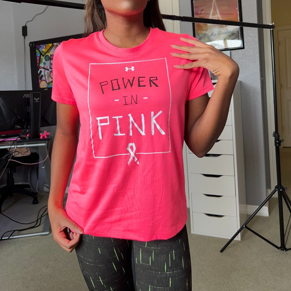 Power In Pink Breast Cancer UnderArmor Shirt-L
